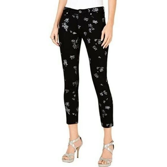 Michael Kors Izzy Denim Floral Print Skinny / Cropped Jeans Size 2 - Picture 1 of 10